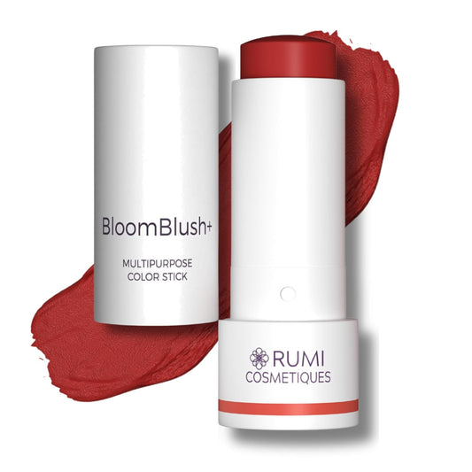 Rumi Cosmetiques BloomBlush+ Multipurpose Color Stick For Older Women - Blush, Lipstick & Contour in 1- Radiant, Healthy Glow & Nourishing Formula - For Sensitive Skin (Dusty Rose, Regular)