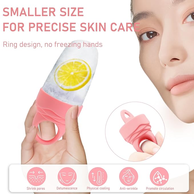 3 Pcs Facial Ice Roller Silicone Mold Reusable for Face Women and Eye Neck Cold Skin Care Tools Freezer De Puff Eyes Bags Reduce Migraine Pain Pink