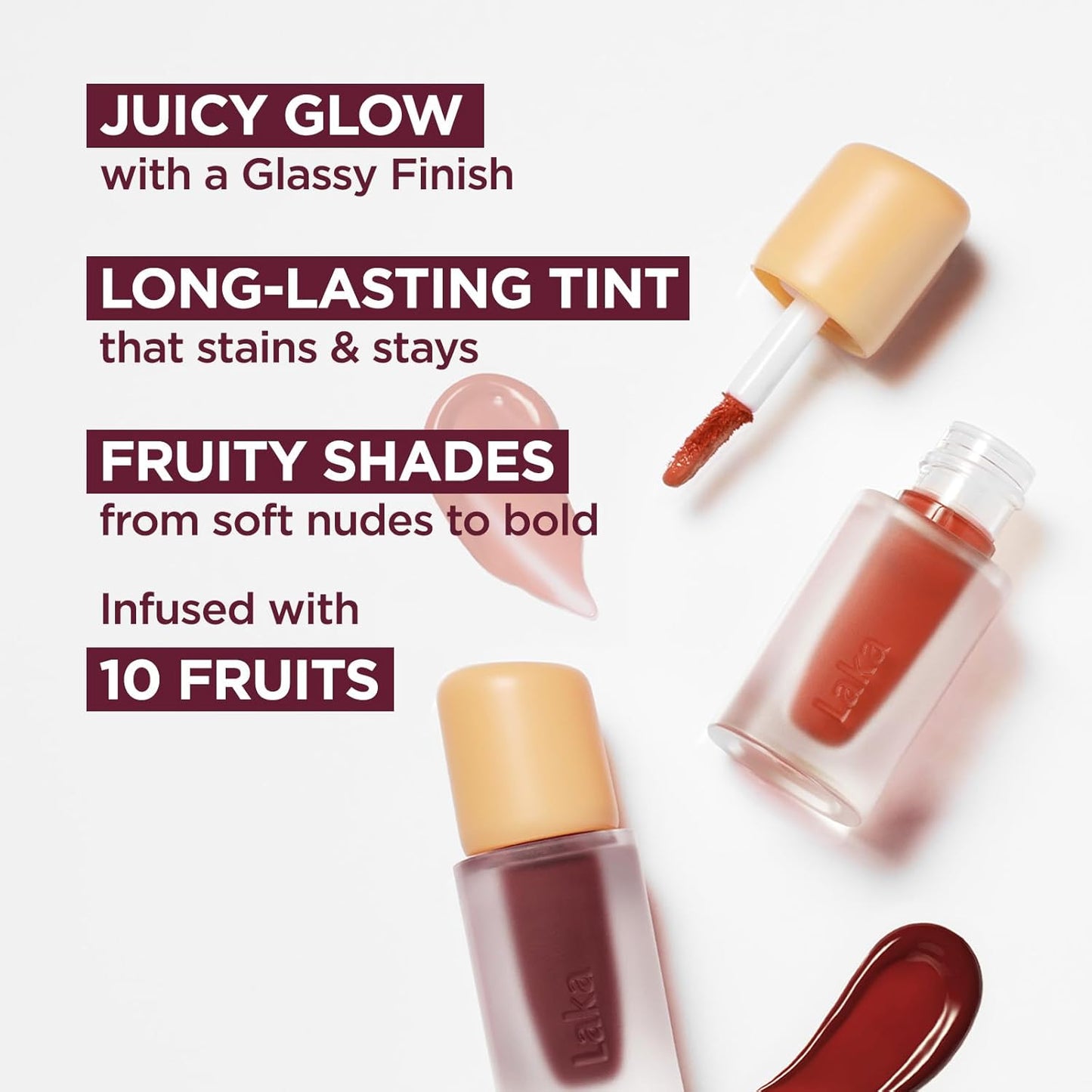 Laka Fruity Glam Lip Tint Mini, Glowing Lip Stain with Wide Color Spectrum, Hydrating & Lightweight Texture, Long-Lasting Bold Stain, Non-Sticky, Vegan, K-Beauty (#144 Pistachio)