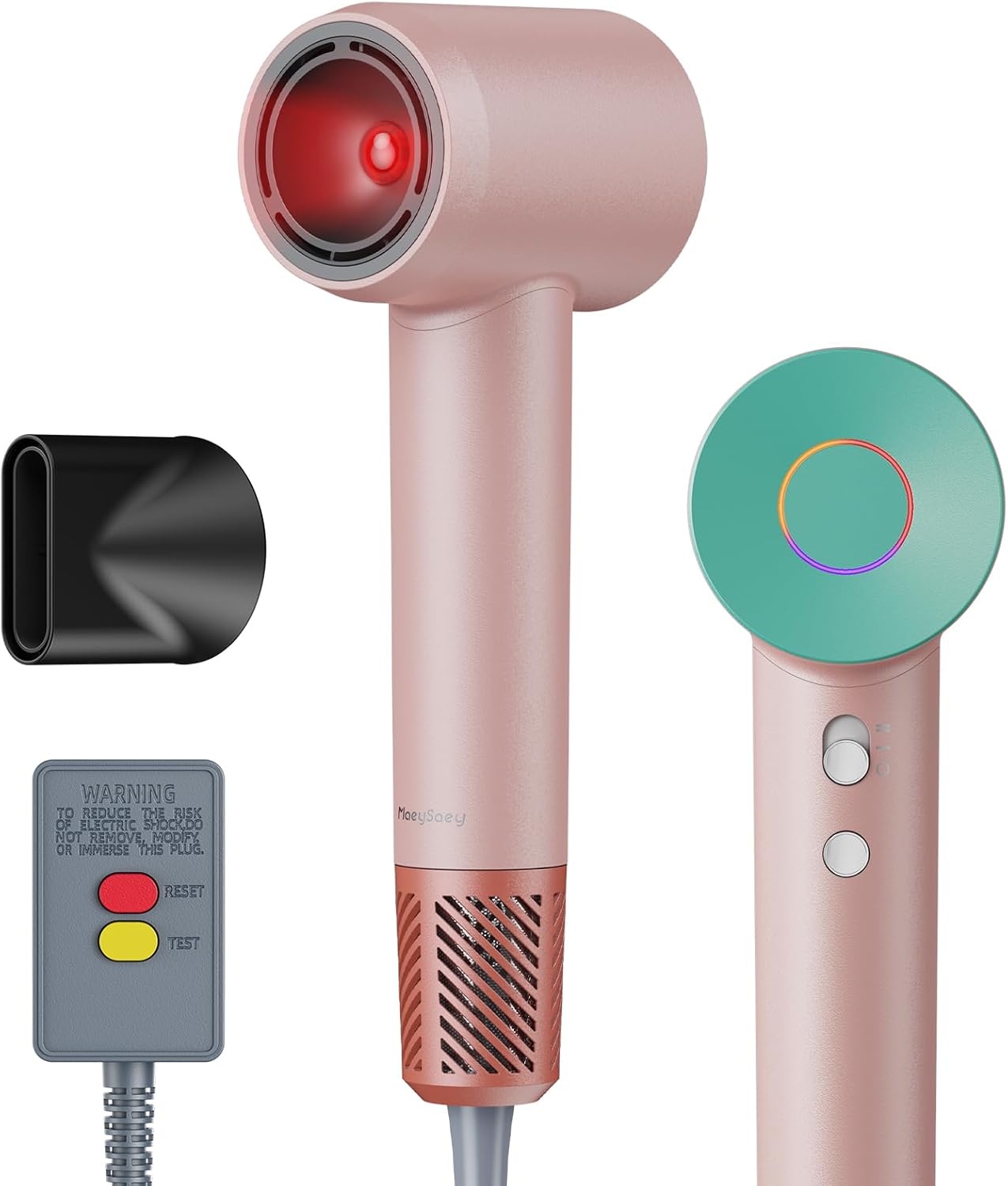 Infrared Ionic Hair Dryer with Magnetic Nozzle - 1600W Voltage Blow Dryer for Women, Fast Drying, Frizz Control, Lightweight & Low Noise, Red Light & Negative Ions, for All Hair Types