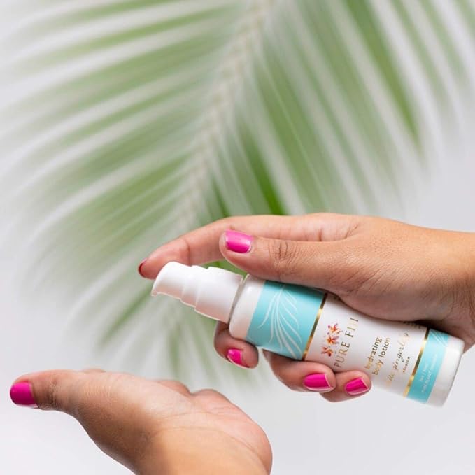 PURE FIJI Body Lotion Hydrating - Moisturizing Lotion for Dry Skin with Coconut Milk and Vitamin E, Organic Body Lotion For Women and Men, White Gingerlily Scent, 3 oz