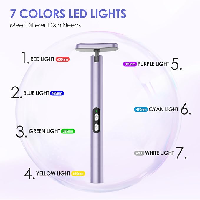 Led-Face-Wand-Light, Red Light Therapy for Face & Body Beauty Wand, Facial Massager for Face and Neck Tool for Skin Care Tool at Home (Purple)