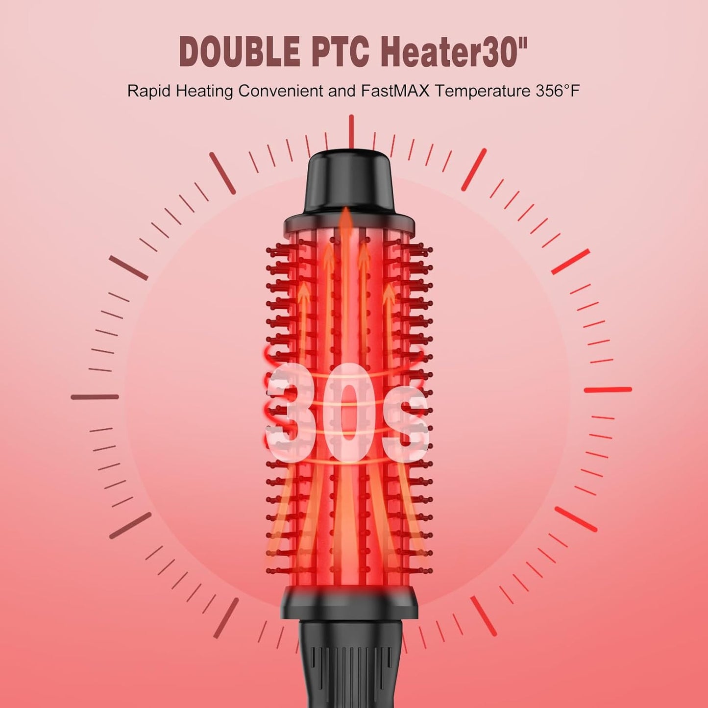 Thermal Brush, Heated Round Brush & Curling Iron with Ceramic Ionic Technology, Hair Tools for Volumizing & Styling, Travel-Friendly Hot Comb with Adjustable Temperature（Rose Gold 1.5 inch）