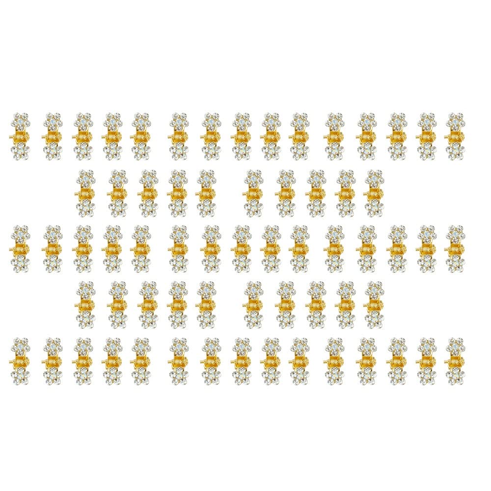 Small Hair Accessories: Mini Claw Clips with No-Slip Grip, Glitter and Rhinestone Details, Metal Clamps in Mixed Colors for Girls and Women (Gold-White Crystal)