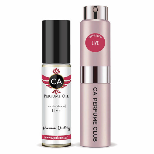 CA Perfume Duo Impression of Live For Women Perfume Layering Set Long Lasting Travel Size EDP + Body Oil Roll-On Bottle 0.27 Fl Oz+0.33 Fl Oz