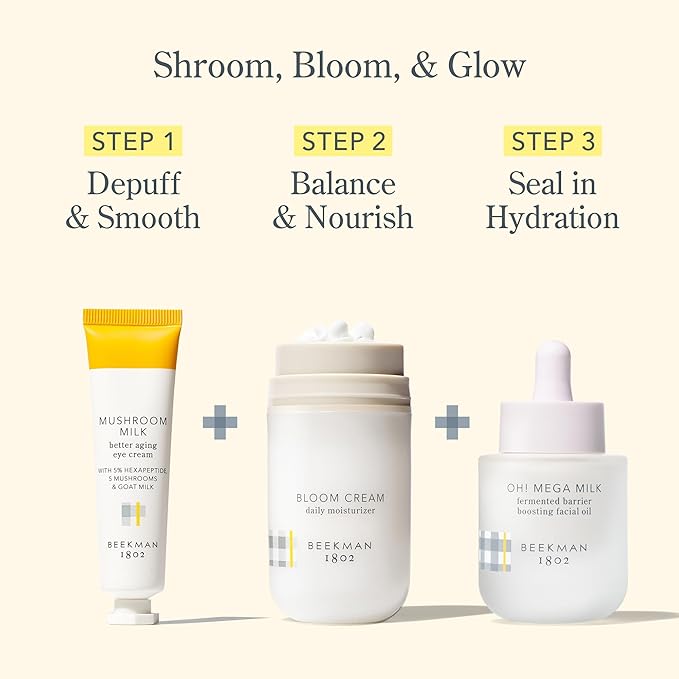 Beekman 1802 Mushroom Goat Milk Eye Cream - Clinically Proven Anti-Aging Eye Treatment for Dark Circles & Fine Lines - With Kojic Acid, Hexapeptide & Mushrooms - Fragrance-Free, Cruelty-Free