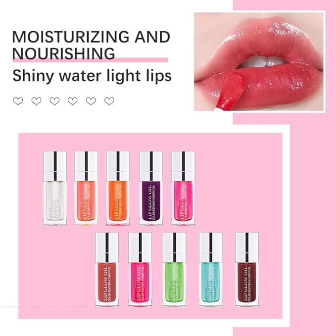 Plumping Lip Oil, Hydrating Gloss Tinted Lip Balm Transparent Lip Care, Big Brush Head Glitter Shine, Long Lasting Nourishing Non-sticky Fresh Texture(PURPLE)