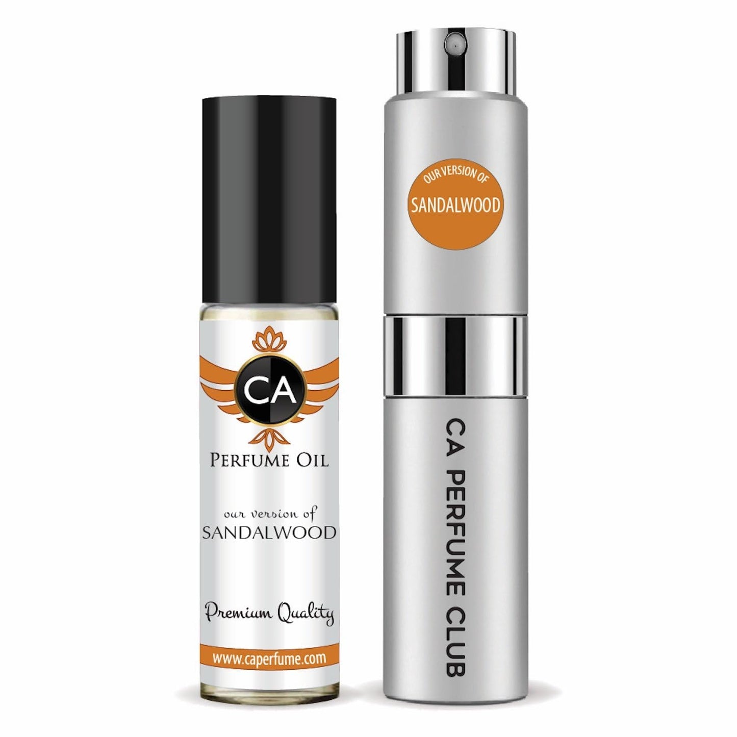 CA Perfume Duo Impression of Sandalwood For Women And Men Perfume Layering Set Long Lasting Travel Size EDP + Body Oil Roll-On Bottle 0.27 Fl Oz+0.33 Fl Oz