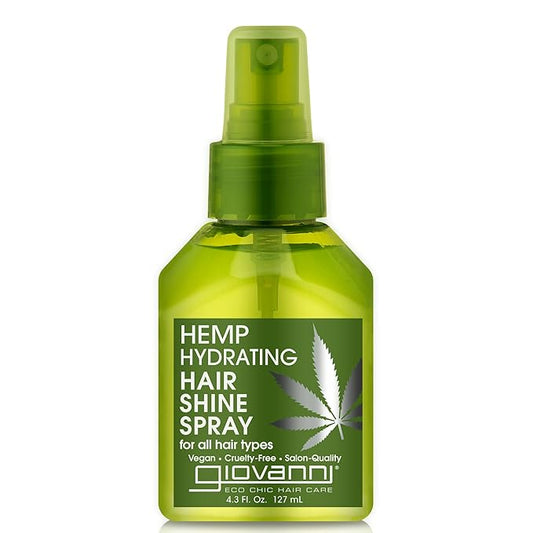 GIOVANNI Hemp Hydrating Hair Shine Spray - Contains Hemp Seed Oil, Aloe Vera, Frankincense, Helps Stimulate, Moisturize & Revitalize Damaged Hair, No Parabens, Sulfate Free - 4.3 Fl Oz