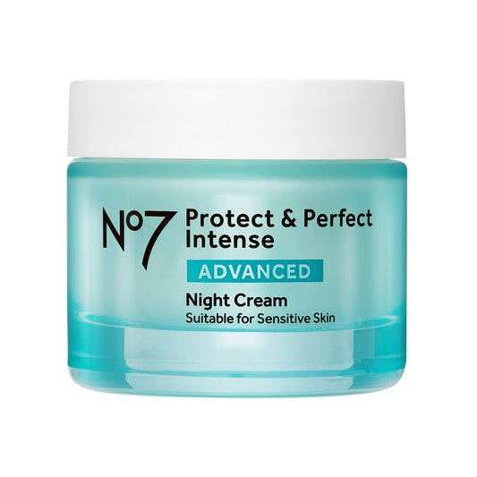 No7 Protect & Perfect Intense Advanced Night Cream - Vitamin E & Shea Butter Face Cream - Fine Line Reducing Moisturizer with Collagen Peptide Technology (1.69 fl oz)