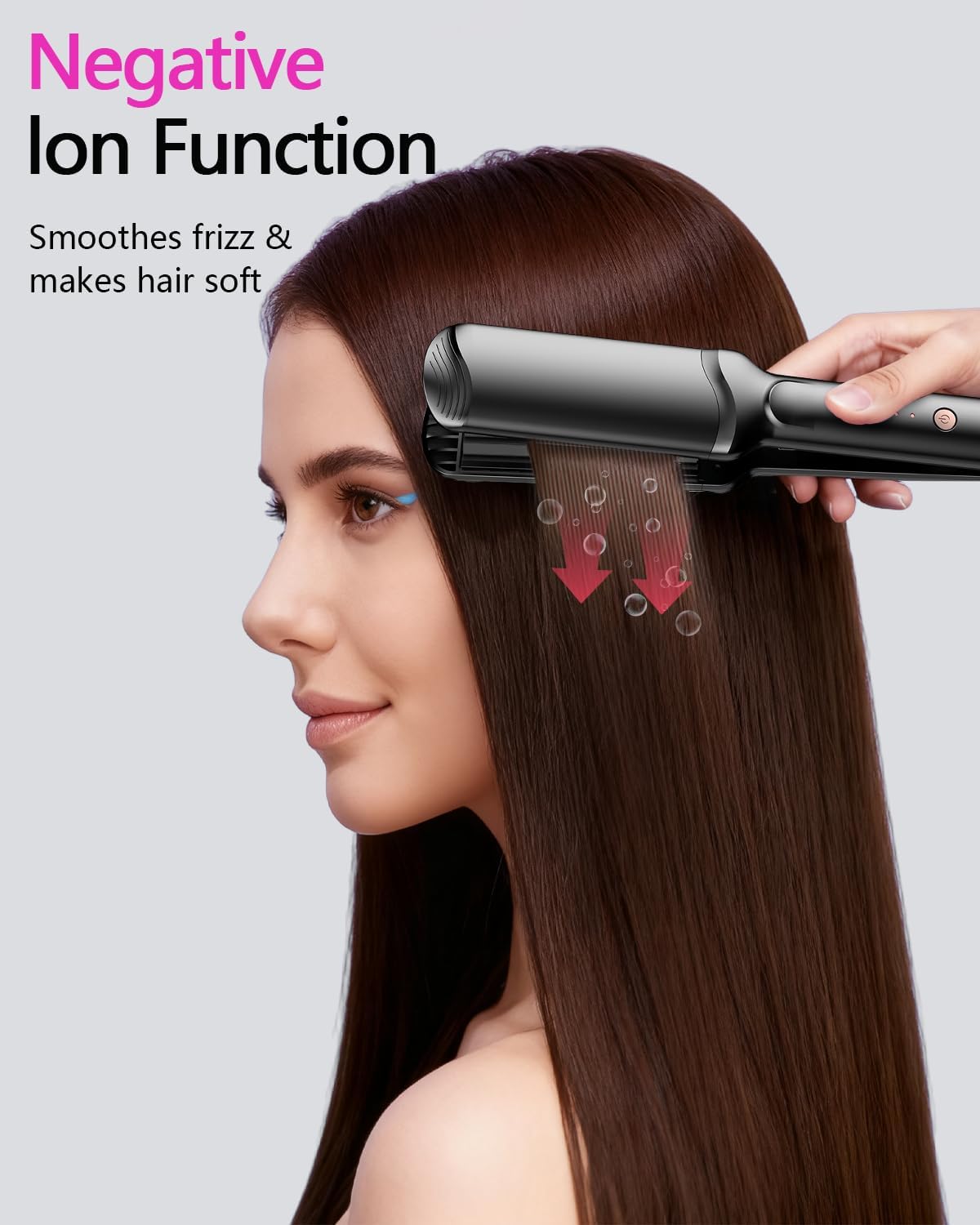 Hair Crimper Waver, Professional Hair Straightener Beach Waves Curling 4 Interchangeable Ceramic Plates, Hair Crimper Auto Temp Control Wide Plate Hairs Straightener & Styling Tool for All HairsTypes