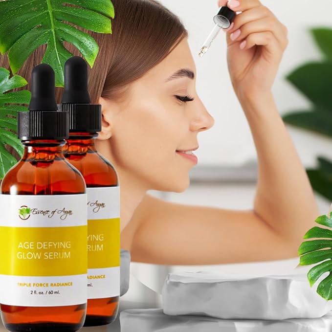 Essence of Argan Glow Face Serum Vitamin C with Alpha Arbutin Matrixyl & Oat Protein for a Firmer Radiant Skin Face Brightening (2 fl oz/60 ml)