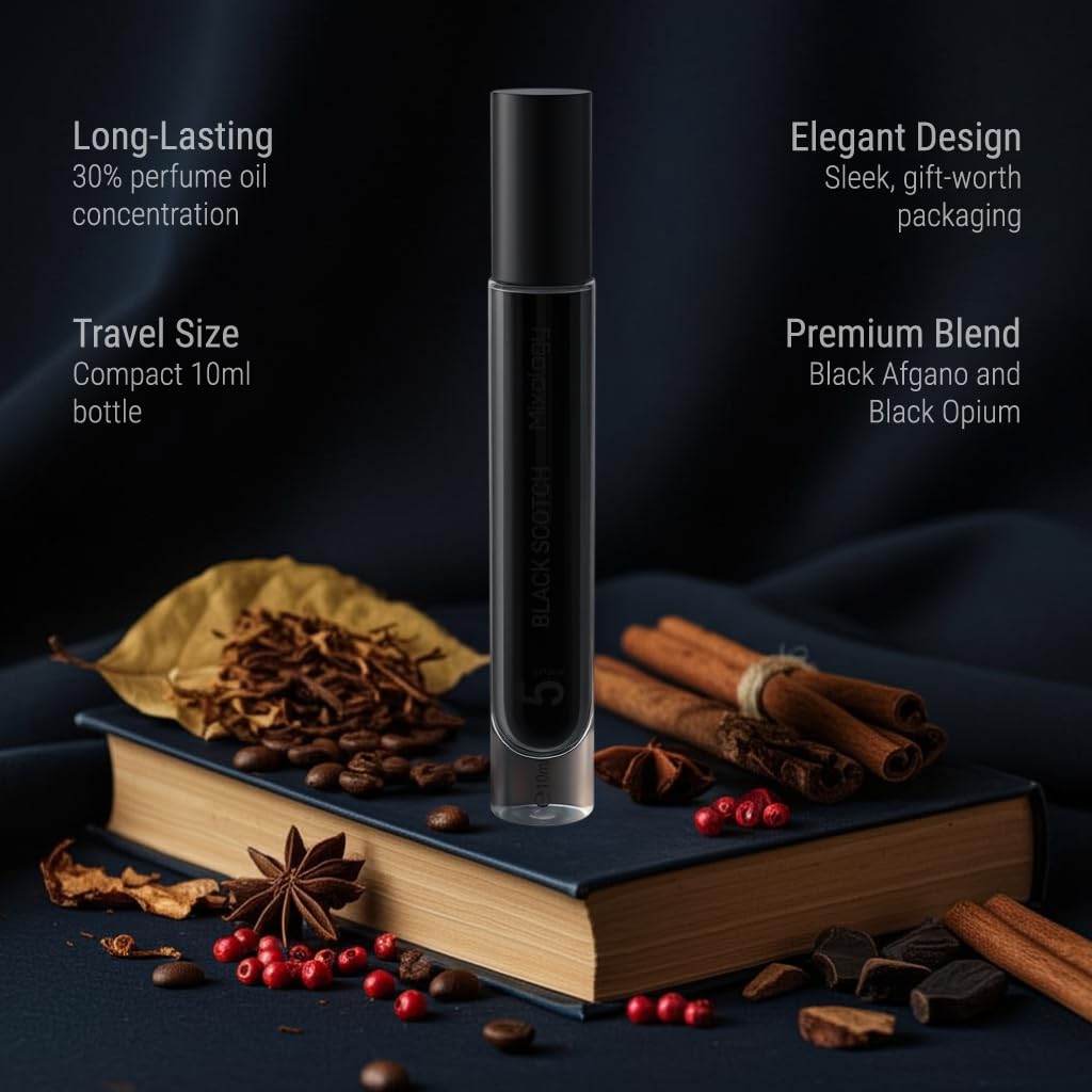 Black Scotch Eau de Parfum – Mixture Black Afghano + Blk Opium Unisex Perfume 0.34 Fl Oz (10ml)