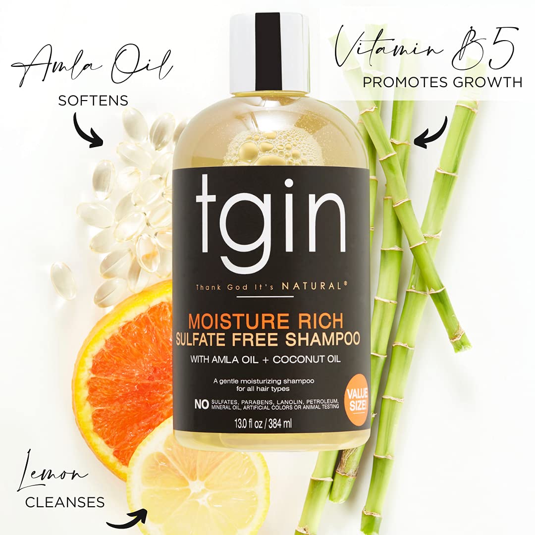tgin Moisture Rich Sulfate Free Shampoo For Natural Hair - Dry Hair - Curly Hair - 13 Oz