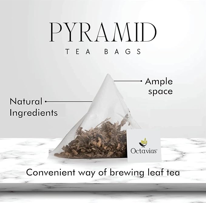 Octavius Enveloped Tulsi Delight Herbal Tea | Caffeine-Free & Ayurvedic Wellness Blend | Immunity Boosting Tulsi Green Tea in Easy to Use – 20 Pyramid Tea Bags