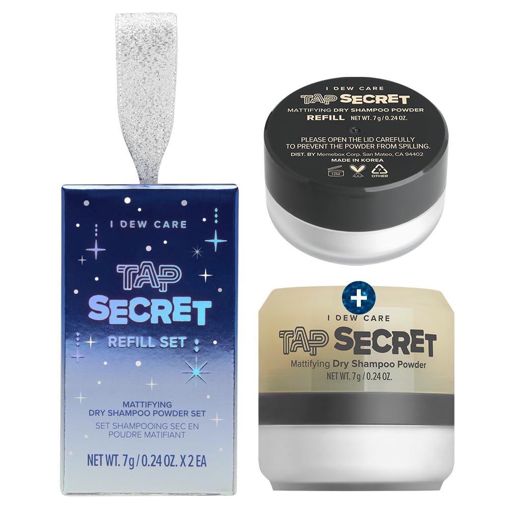 I DEW CARE Biotin Clarifying Dry Shampoo Limited Edition - Tap Secret Refill Set | With Black Ginseng, Non-aerosol, Formulated Without Benzene, Travel Size, Stocking Stuffers, Gift Set, 0.24 oz. x 2EA