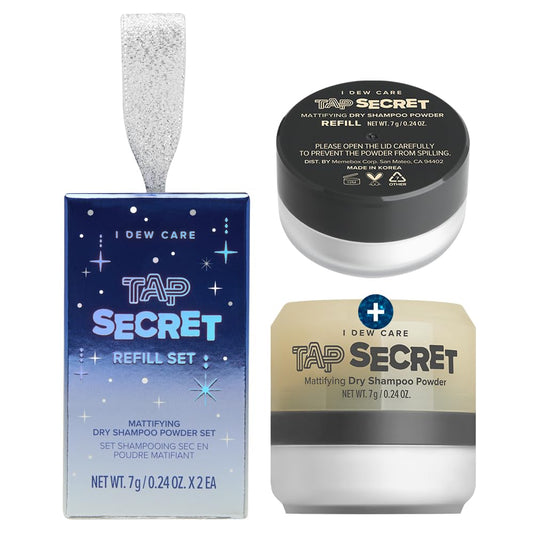 I DEW CARE Biotin Clarifying Dry Shampoo Limited Edition - Tap Secret Refill Set | With Black Ginseng, Non-aerosol, Formulated Without Benzene, Travel Size, Stocking Stuffers, Gift Set, 0.24 oz. x 2EA