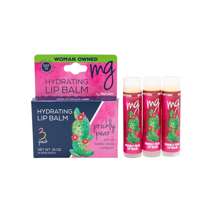 Mad Gab's MG Signature Prickly Pear Lip Balms with SPF 15 (Pack of 3)