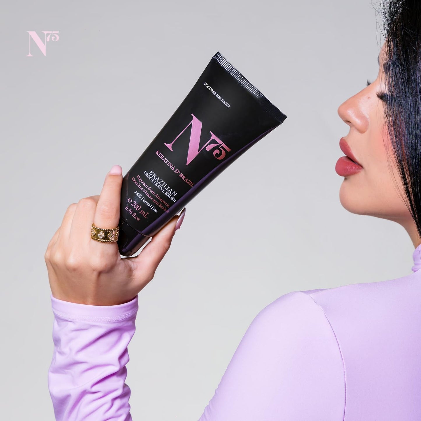 N75 Keratin Hair Smoothing Treatment - Formaldehyde-Free Brazilian Straightening - Deep Repair & Shine - Long-Lasting Frizz Control for Damaged Colored or All Hair Types