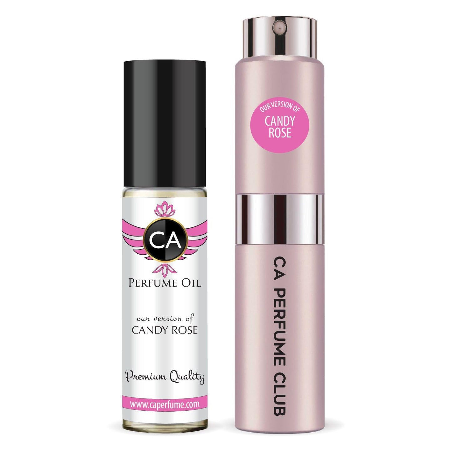 CA Perfume Duo Impression of Candy Rose For Women Perfume Layering Set Long Lasting Travel Size EDP + Body Oil Roll-On Bottle 0.27 Fl Oz+0.33 Fl Oz