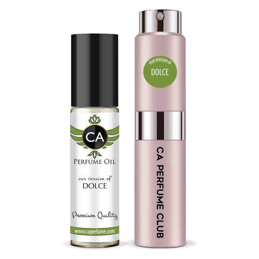 CA Perfume Duo Impression of Dolce For Women Perfume Layering Set Long Lasting Travel Size EDP + Body Oil Roll-On Bottle 0.27 Fl Oz+0.33 Fl Oz