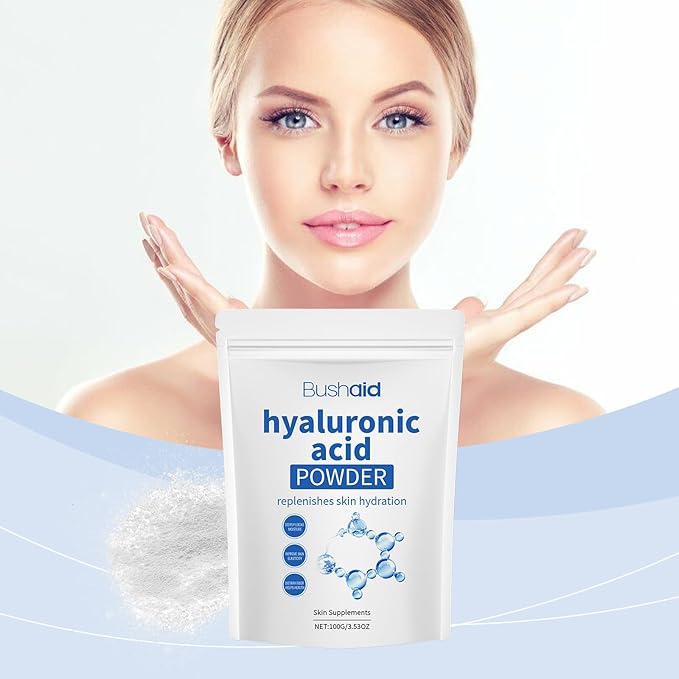 Hyaluronic Acid Powder,Hyaluronic Acid Powder for Face & Skin Care - Low Molecular Weight Vegan Formula, Water-Soluble Hydrating Serum Booster, Acido Hialuronico for Moisture & Plumping