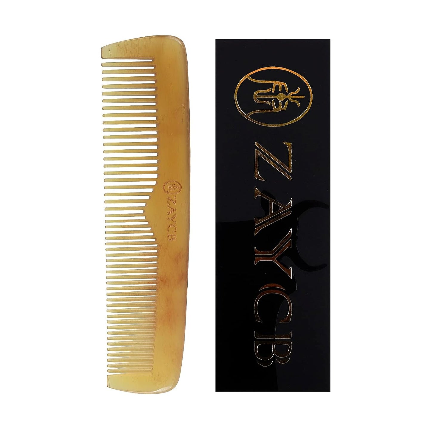 Buffalo Horn Fine Tooth Comb - Anti-Static Hair Comb - Hair Styling Detangling Comb for All Hair Types (Men, Women, Kids)