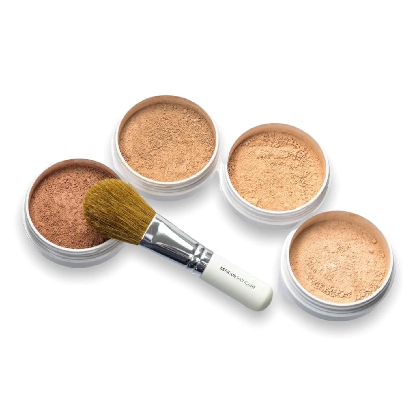 Serious Skincare BELLA ROSE Loose Mineral Powder Makeup Foundation + Brush - SPF 15 - Talc Free - Lightweight - Buildable Light to Medium Coverage - Luminous Matte Finish - 0.50 oz  - Medium