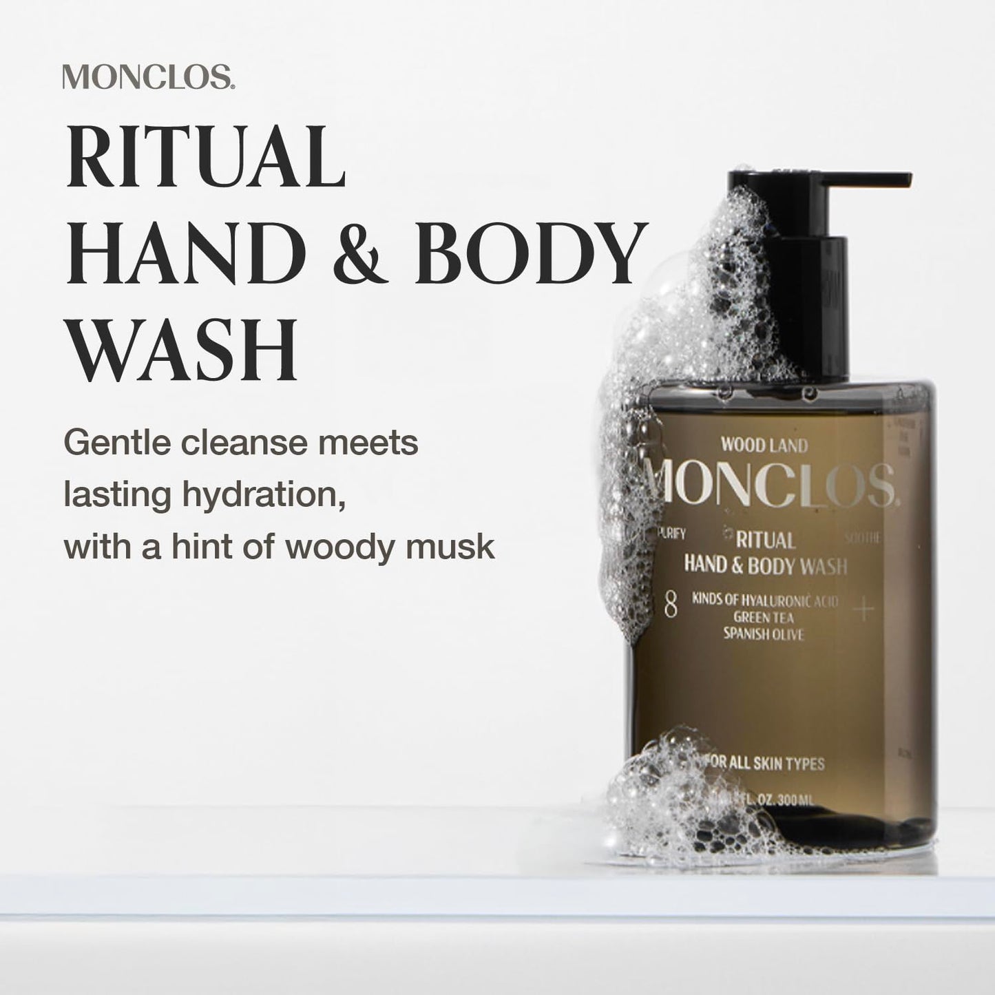 Ritual Hand & Body Wash (10.14 fl oz) - Hydrating pH-Balanced Body Cleanser with Olive Oil, 8-Complex Hyaluronic Acid, and Ceramides for Smooth and Comfortable Skin