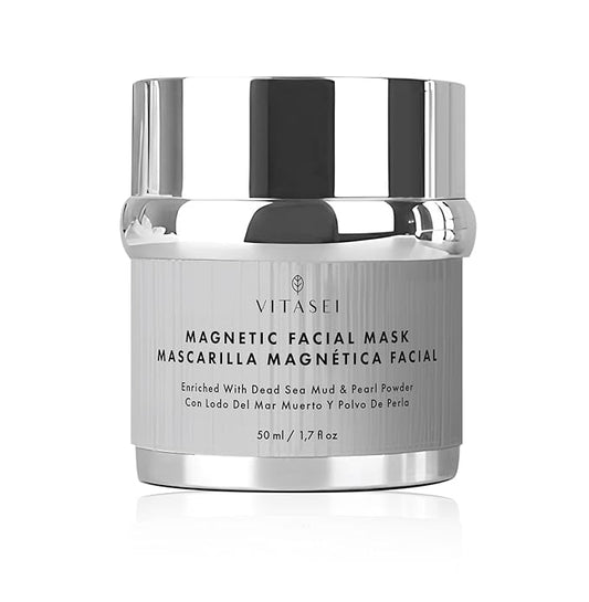 Magnetic Dead Sea Mud Mask for Face & Body, Spa Quality Pore Reducer for Acne, Blackhead & Oily Skin, Facial Mask for Deep Cleansing, Hydration W/Pearl Powder, Natural Oils, Vitamin- 1.7 Fl Oz