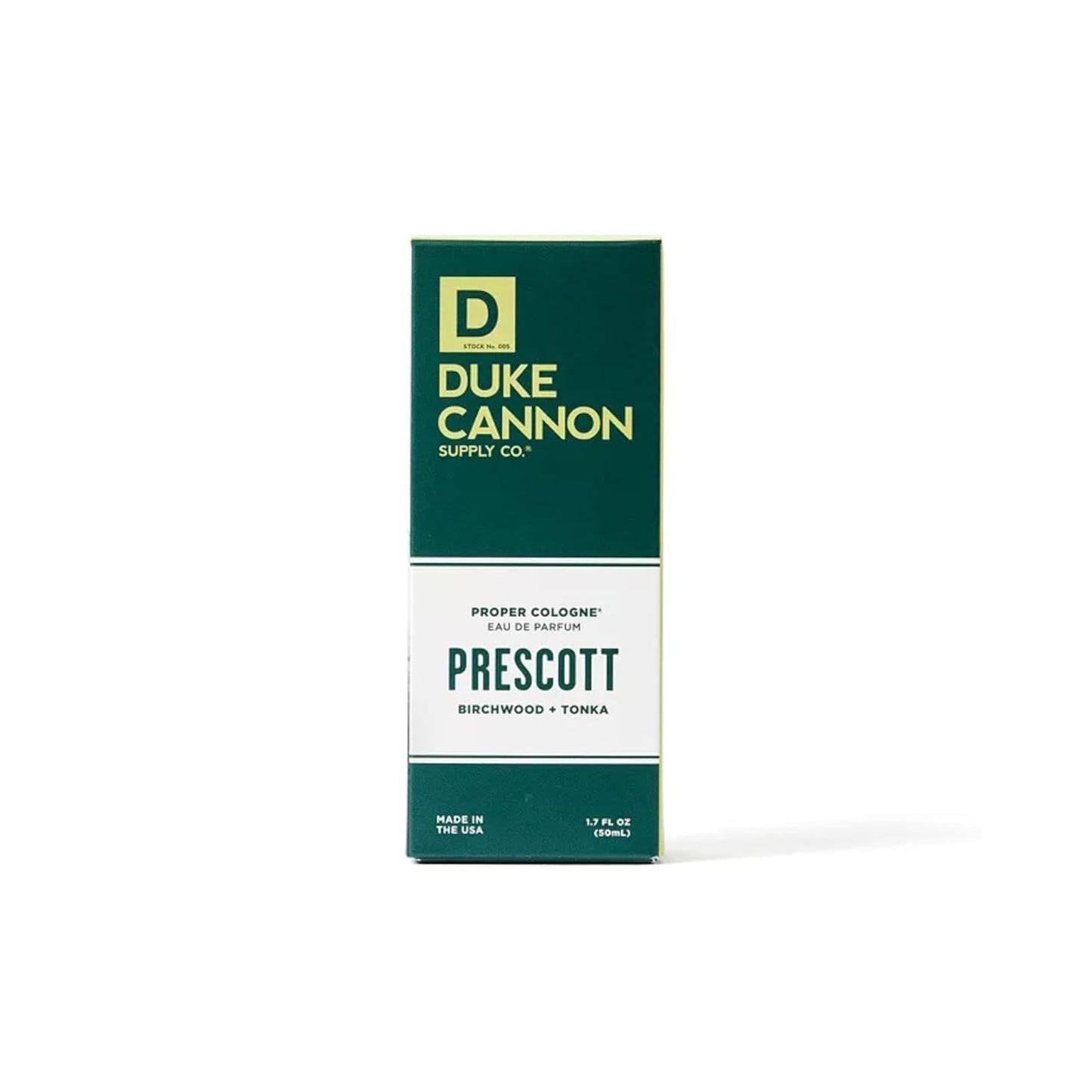 Duke Cannon Proper Cologne Prescott | Men's Eau de Parfum | Birchwood and Tonka | Woodsy, Rich, Long-Lasting Scent | 1.7 fl oz