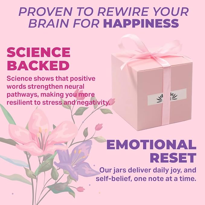 Success Jar filled with Uplifting Positive Message Quote Cards, Keepsake Gift for Girls, Women, Affirmation Cards for Encouragement and Motivation with Unique Gift Box