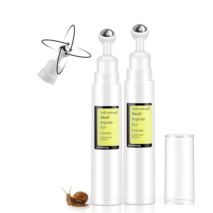 Snail Peptide Eye Cream For Moisturizing, 2 Pcs Snail Mucin Eye Cream With Niacinamide, Hyaluronic Acid For Dark Circles, Puffiness and Fine Lines, 34 ML.