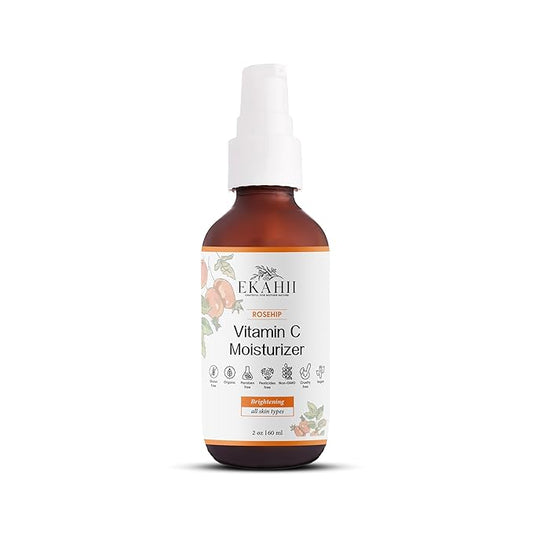 Vitamin C Face & neck moisturizer, Dark Spot Remover, Vit C Serum w Hyaluronic Acid, Rosehips, Noni, Amalaki, Orange, Acerola Cherry, Mango Butter- Anti Aging & Skin Brightening - Ayurvedic
