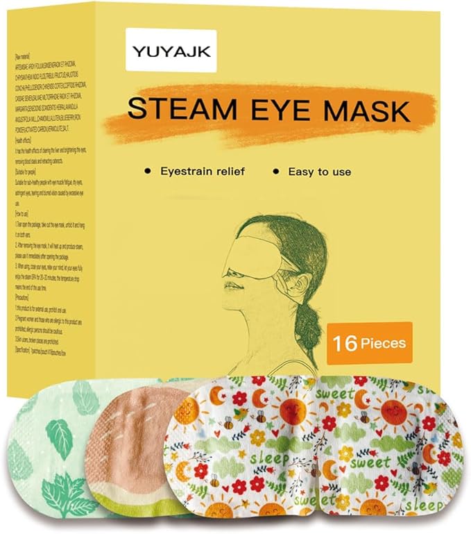 16 Packs Steam Eye Mask Herbal Hot Compress Eye Mask Self Heating Disposable Eye Masks Spa Office Travel Essentials & Relaxation Gifts