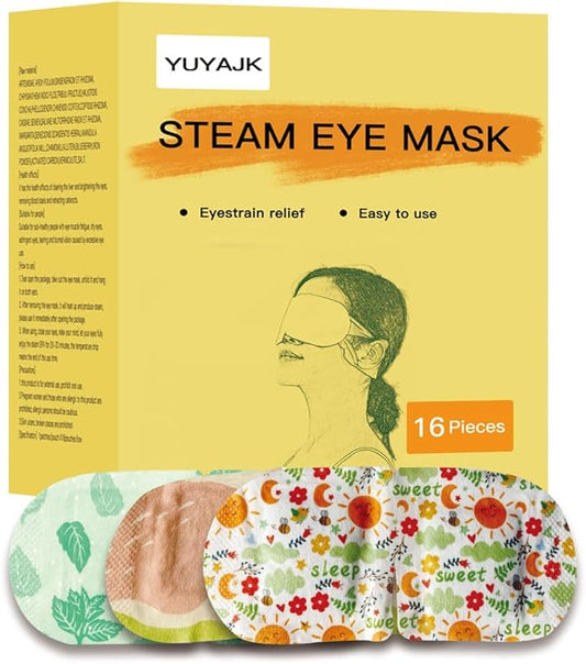 16 Packs Steam Eye Mask Herbal Hot Compress Eye Mask Self Heating Disposable Eye Masks Spa Office Travel Essentials & Relaxation Gifts