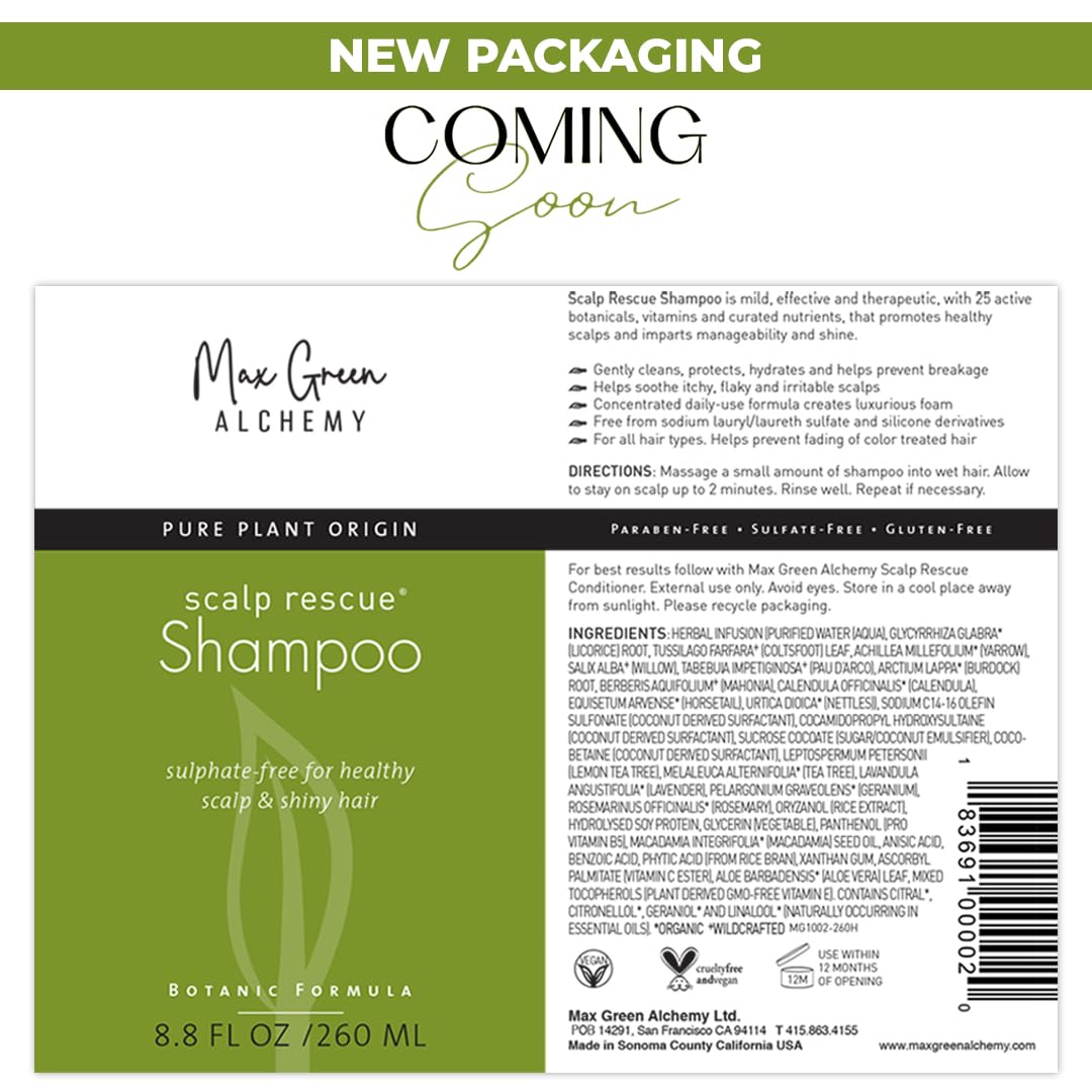 MGA Vegan Hair Conditioner - Organic Formula with Tea Tree for Healthy Hair | Shea Moisture Conditioner with Natural Herbal Scent | Parabens Silicone & Sulfate Free | Unisex | 8.8 Fluid Oz