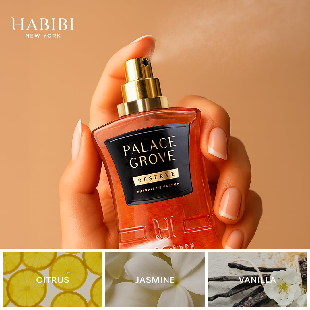 H HABIBI Palace Grove Extrait De Parfum – Cologne for Men & Perfume for Women, 2.5 oz Long Lasting Unisex Fragrance with Mandarin & Vanilla, Arabian Scent