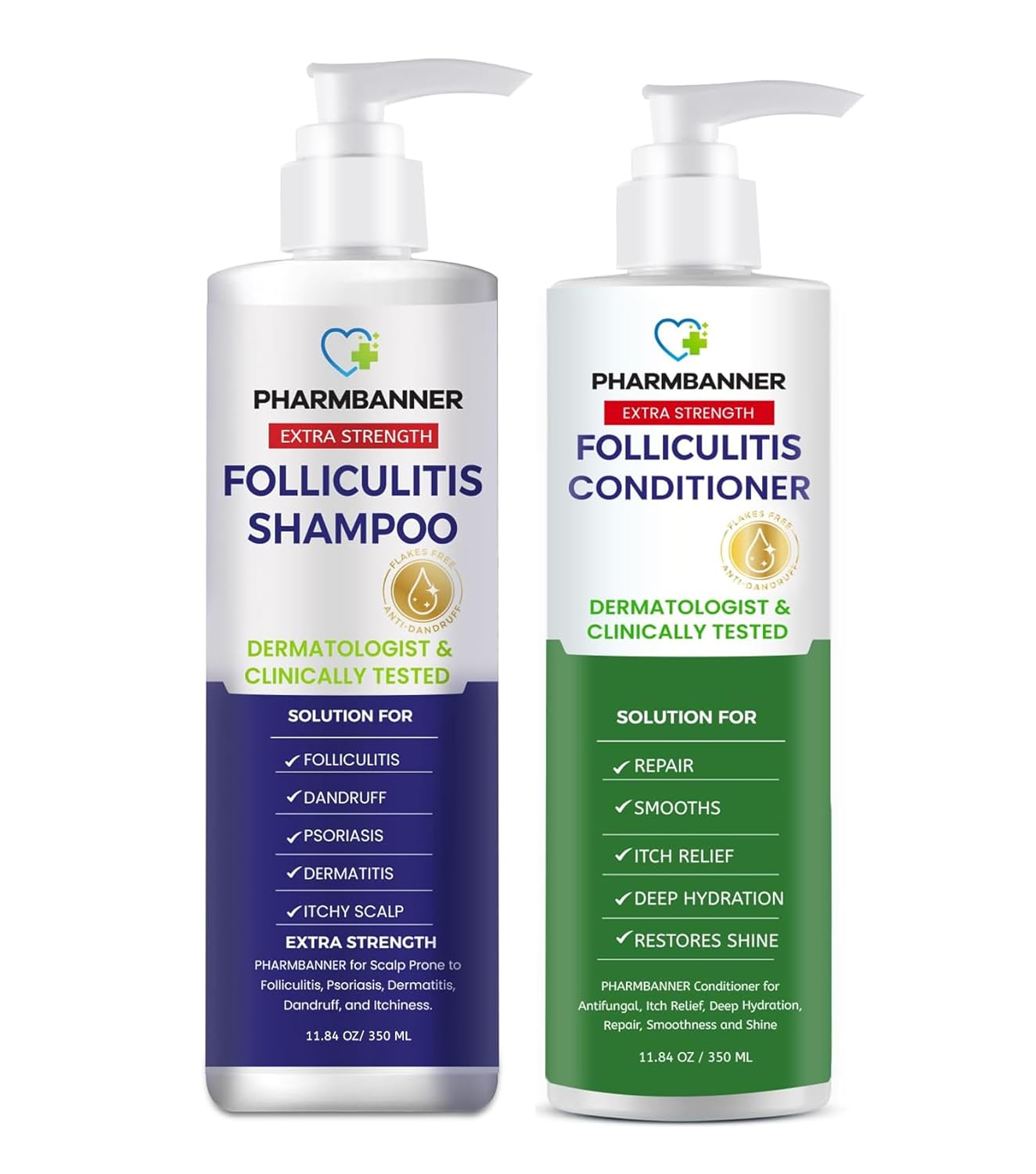 Anti-Fungal Shampoo and Conditioner Set – Tea Tree & Argan Oil for Folliculitis, Seborrheic Dermatitis, Scalp Psoriasis – Relieves Itchy, Flaky, Dry Scalp – Sulfate & Paraben Free