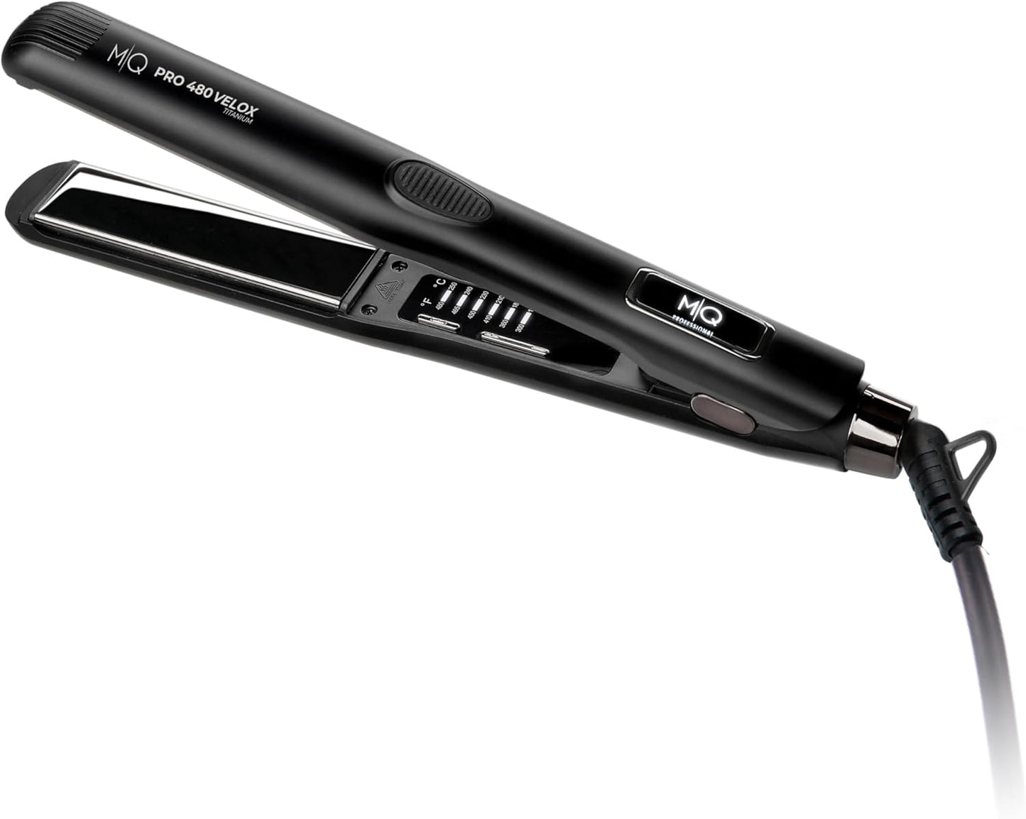 MQ Hair - Professional Pro 480 Velox Hair Straightener - Flat Iron, Advanced Titanium Plates, Quick Heating, Salon-Grade Results, Enhanced Safety- Sleek Ergonomic Design - Black