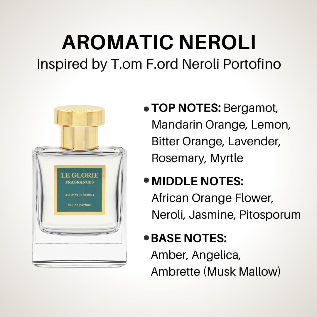 Inspired by T Ford's Neroli Portofino, Aromatic Neroli EDP, Long Lasting 12-14 Hours Perfume Spray for Men, Women, unisex, All Skin Types - 1.7 fl oz 50ml