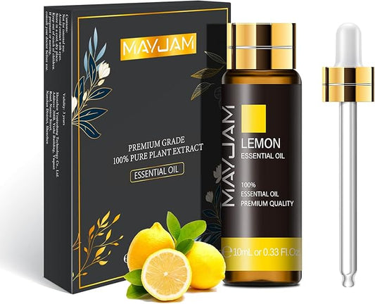 Lemon Essential Oil, MAYJAM 10ML/0.33FL.OZ Premium Lemon Oils for Soap Candle Making, Diffuser, Bedroom, Living Room, Office