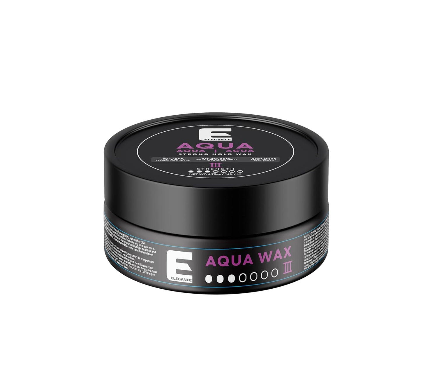 E Elegance Hair Products - Aqua Hair Styling Wax - III Strength – Strong Hold, High Shine, Wet Look, Purple/4.73 oz
