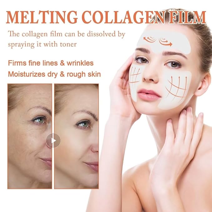 SUNDEER Pure Collagen Films, Highprime Collagen Film For Face, Melting Collagen Film, Soluble Collagen Hydrating Face Mask, Moisturizing, Improve Skin Elasticity, Reduce Fine Lines (2Box*3PCS)