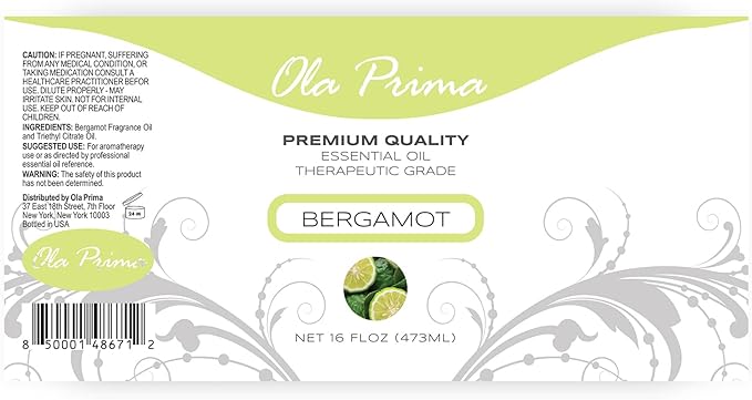 Ola Prima Oils 16oz - Bergamot Essential Oil - 16 Fluid Ounces
