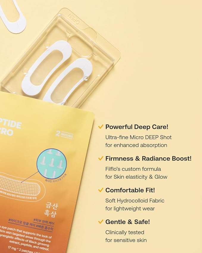 Geumsan Black Ginseng Peptide Under Eye Patches for Dark Circles & Wrinkles (2 Patches) | Hydrocolloid Eye Mask for Firming & Hydration | Korean Skincare | Deep Absorption Technology