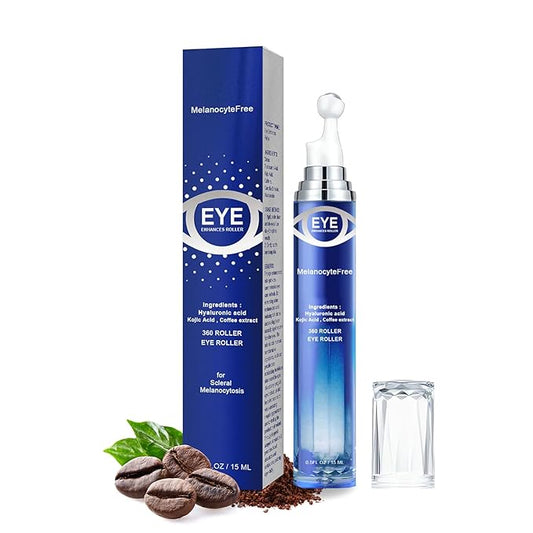 5% Caffeine Eye Serum Anti Aging, Eye Serum with Acid Niacinamide peptides for Puffy Eye Bags Fine Lines Dark Circles Wrinkles, Under Eye Cream with 360° Eye Roller Massage Ball for Men& Women