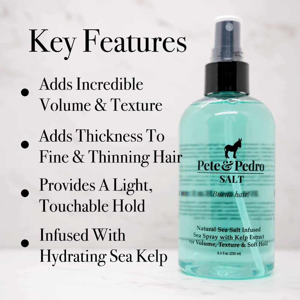 Pete & Pedro SALT - Natural Sea Salt Spray for Hair Men & Women, Adds Instant Volume, Texture, Thickness, & Light Hold | Texturizing & Thickening | As Seen on Shark Tank, 2.0 oz.