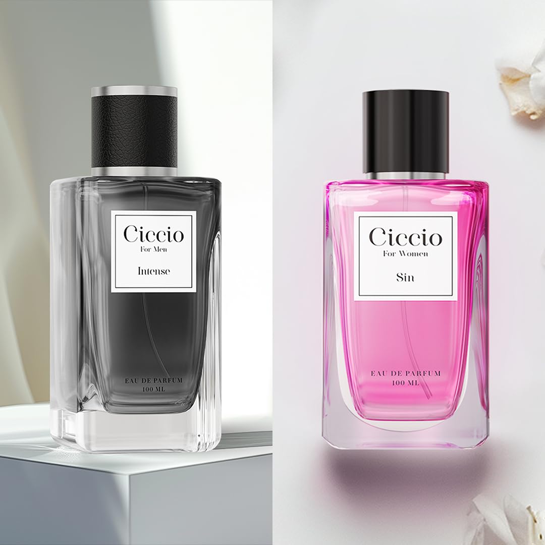 CICCIO Intense & Sin Eau De Parfum Gift Set – 2 x 100ml | Unisex Luxury Fragrance with Amber, Citrus & Vanilla Notes | Long-Lasting Summer Perfume for Men & Women | Premium Gift Set