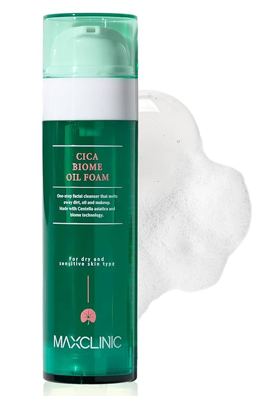 [K-Beauty] Cica Biome Oil to Foam - All-in-One Korean Face Wash Oil Based Foaming Facial Cleanser - Deeply Hydrating & Moisturizing Makeup Deep Cleansing Oil for Sensitive Skin (3.88 fl oz)